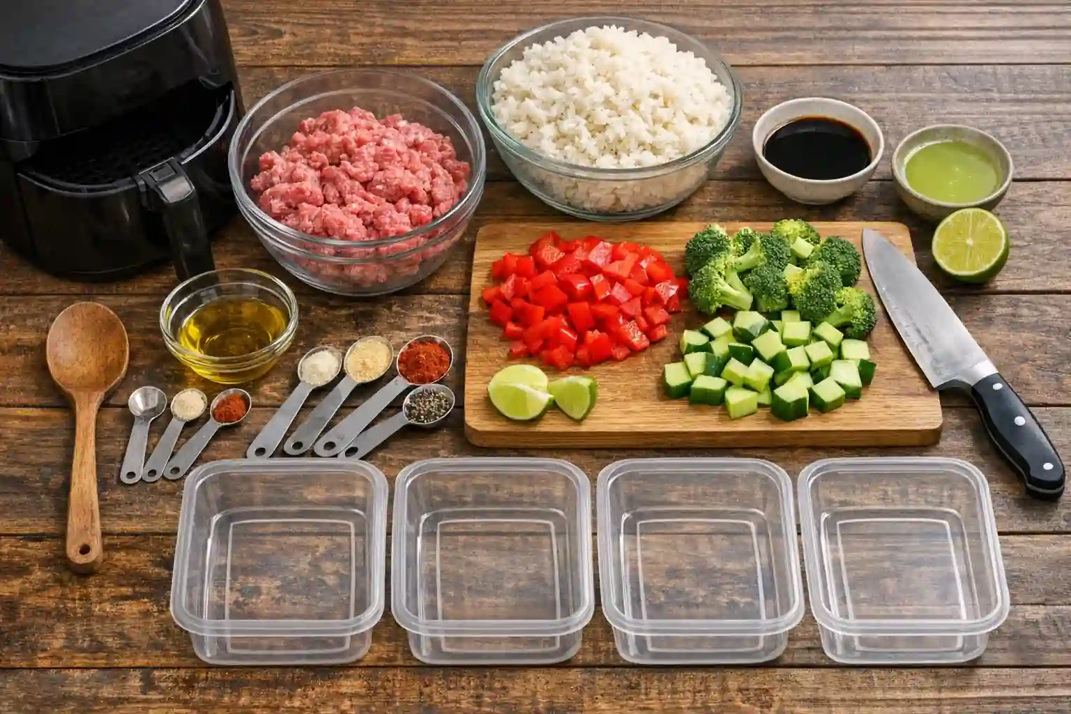 Air Fryer Ground Beef Meal Prep Bowls ingredients